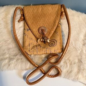 Leather Beaded Shells Crossbody Bag